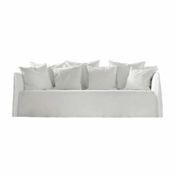 Gervasoni - Ghost 12 Sofa - weiß/Stoff Lino bianco/BxHxT 220x80x85cm/4x Kissen 60x60cm + 2x Kissen 50x50cm