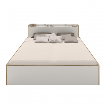 Müller Small Living - Nook Doppelbett 180x200cm - weiß/1,8cm CPL-Beschichtung/ohne Lattenrost/ohne Matratze/Bettkante Birke H40cm/Kopfteil H79cm/Einle