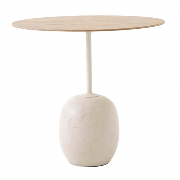 &Tradition - Lato LN9 Beistelltisch Platte Eiche oval - eiche/Tischplatte Eiche lackiert/BxHxT 50x45x40cm/mit Filzgleitern/Sockel Marmor Crema Diva Ø2